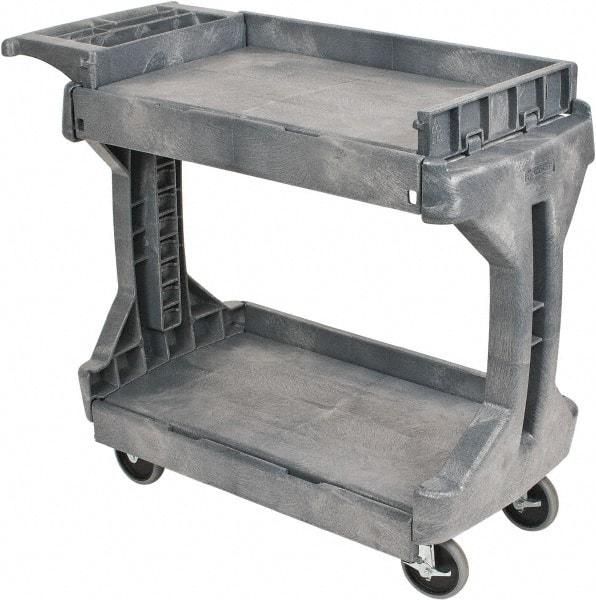 Akro-Mils - 400 Lb Capacity, 19" Wide x 41-1/2" Long x 34-3/4" High Standard Utility Cart - 2 Shelf, Plastic, 2 Rigid/2 Swivel Casters - Exact Industrial Supply