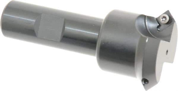 Kennametal - 45° Lead Angle, 1.66" Max Cut Diam, 1.2" Min Cut Diam, 4.96mm Max Depth of Cut, Indexable Chamfer and Angle End Mill - 2 Inserts, SDEB 26152 Insert Style, 3-1/4" Overall Length, Straight Shank - Exact Industrial Supply