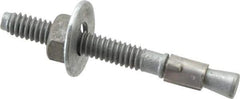 Made in USA - 1/4" Diam, 1/4" Drill, 2-1/4" OAL, 2-7/8" Min Embedment Wedge Expansion Concrete Anchor - Grade 5 Steel, Galvanized Finish, Hex Nut Head, Hex Drive, 1-3/8" Thread Length - Exact Industrial Supply