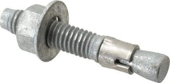 Made in USA - 3/8" Diam, 3/8" Drill, 2-1/4" OAL, 2-7/8" Min Embedment Wedge Expansion Concrete Anchor - Grade 5 Steel, Galvanized Finish, Hex Nut Head, Hex Drive, 1-3/16" Thread Length - Exact Industrial Supply