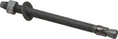 Made in USA - 3/8" Diam, 3/8" Drill, 5" OAL, 3-3/8" Min Embedment Wedge Expansion Concrete Anchor - Grade 5 Steel, Galvanized Finish, Hex Nut Head, Hex Drive, 4" Thread Length - Exact Industrial Supply