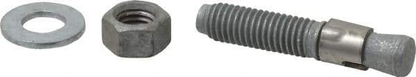 Made in USA - 1/2" Diam, 1/2" Drill, 2-3/4" OAL, 3-3/8" Min Embedment Wedge Expansion Concrete Anchor - Grade 5 Steel, Galvanized Finish, Hex Nut Head, Hex Drive, 1-1/2" Thread Length - Exact Industrial Supply