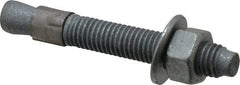 Made in USA - 1/2" Diam, 1/2" Drill, 3-3/4" OAL, 4-5/8" Min Embedment Wedge Expansion Concrete Anchor - Grade 5 Steel, Galvanized Finish, Hex Nut Head, Hex Drive, 2-1/2" Thread Length - Exact Industrial Supply