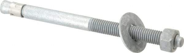 Value Collection - 5/8" Diam, 5/8" Drill, 8-1/2" OAL, 1-1/2" Min Embedment Wedge Expansion Concrete Anchor - Grade 5 Steel, Galvanized Finish, Hex Nut Head, Hex Drive, 4" Thread Length - Exact Industrial Supply