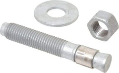 Made in USA - 3/4" Diam, 3/4" Drill, 4-3/4" OAL, 1-5/8" Min Embedment Wedge Expansion Concrete Anchor - Grade 5 Steel, Galvanized Finish, Hex Nut Head, Hex Drive, 2-7/8" Thread Length - Exact Industrial Supply