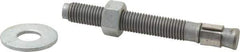 Made in USA - 3/4" Diam, 3/4" Drill, 6-1/4" OAL, 2-1/2" Min Embedment Wedge Expansion Concrete Anchor - Grade 5 Steel, Galvanized Finish, Hex Nut Head, Hex Drive, 4-1/4" Thread Length - Exact Industrial Supply