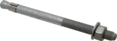 Made in USA - 3/4" Diam, 3/4" Drill, 10" OAL, 1-1/2" Min Embedment Wedge Expansion Concrete Anchor - Grade 5 Steel, Galvanized Finish, Hex Nut Head, Hex Drive, 4" Thread Length - Exact Industrial Supply