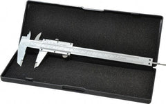 Value Collection - 0 to 6" Carbon Steel Vernier Caliper - 0.02mm Graduation, 1.5748" Jaw Depth, 0.0012" Accuracy, Includes Depth, Inside Diameter, Outside Diameter, Step - Exact Industrial Supply