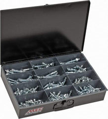 Value Collection - 290 Piece, 1/4 to 1/2" Screw, Steel Anchor Assortment - Zinc Plated, 1-3/4 to 5-1/2" Long - Exact Industrial Supply