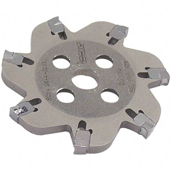 Iscar - Arbor Hole Connection, 0.106" Cutting Width, 1" Depth of Cut, 4.92" Cutter Diam, 1-1/4" Hole Diam, 16 Tooth Indexable Slotting Cutter - SGSA Toolholder, GSAN 3 Insert, Right Hand Cutting Direction - Exact Industrial Supply
