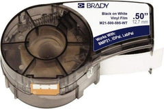Brady - 1/2" Wide, White Vinyl Labels - For BMP21 Plus Portable Label Printer, LABPAL Handheld Label Maker, IDPAL Handheld Label Maker - Exact Industrial Supply