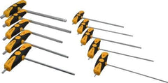 Wiha - 10 Piece T-Handle Ball End Hex Key Set - Hex Range 5/32 to 3/8", Chrome Vanadium Molybdenum - Exact Industrial Supply