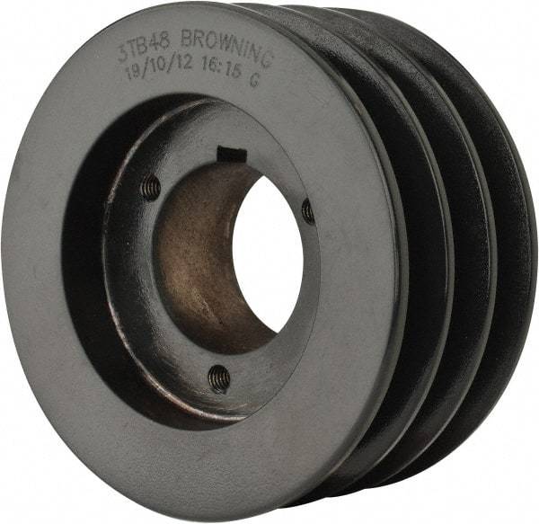 Browning - 3 Groove, 1/2 to 1-3/4 Bore Diam, 5.15" Outside Diam, QD Bushed V Belt Sheave - 4.4 A Diam Belt Pitch - Exact Industrial Supply