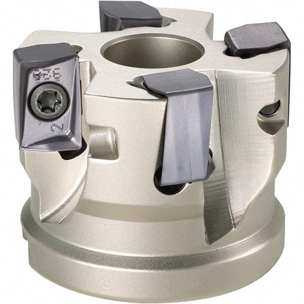 Iscar - 4 Inserts, 2-1/2" Cut Diam, 1" Arbor Diam, 0.642" Max Depth of Cut, Indexable Square-Shoulder Face Mill - 0/90° Lead Angle, 1-3/4" High, H490 AN.X 17 Insert Compatibility, Through Coolant, Series Helido - Exact Industrial Supply