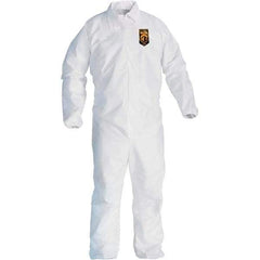 KleenGuard - Size XL Film Laminate General Purpose Coveralls - White, Zipper Closure, Elastic Cuffs, Elastic Ankles, Serged Seams - Exact Industrial Supply