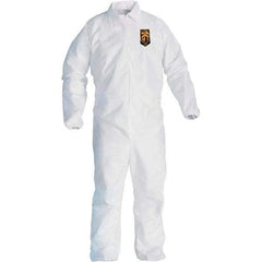 KleenGuard - Size 4XL Film Laminate General Purpose Coveralls - White, Zipper Closure, Elastic Cuffs, Elastic Ankles, Serged Seams - Exact Industrial Supply