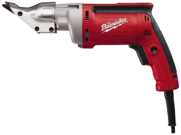 Milwaukee Tool - 2,500 SPM, 120 Volt, Pistol Grip Handle, Handheld Electric Shear - 18 Gauge (Steel) & 20 Gauge (Stainless Steel) Cutting Capacity - Exact Industrial Supply