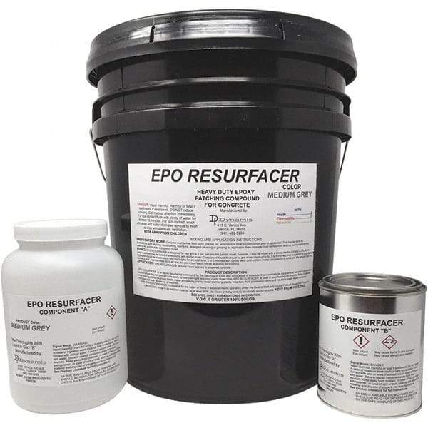 Made in USA - 50 Lb Concrete Repair/Resurfacing - Medium Gray, 25 Sq Ft Coverage, Epoxy Resin - Exact Industrial Supply
