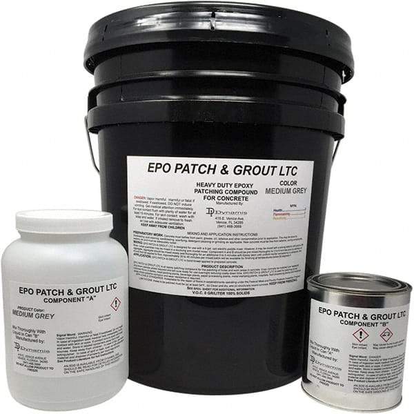 Made in USA - 5 Gal Concrete Repair/Resurfacing - Medium Gray, 25 Sq Ft Coverage, Epoxy Resin - Exact Industrial Supply