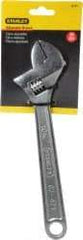 Stanley - 1-1/4" Jaw Capacity, 10" Standard Adjustable Wrench - Chrome Vanadium Steel, Chrome Finish, 10-1/8" OAL - Exact Industrial Supply