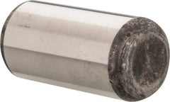 Made in USA - 1" Diam x 2" Pin Length Grade 8 Alloy Steel Standard Dowel Pin - Bright Finish, C 47-58 & C 60 (Surface) Hardness, 117,800 Lb (Single Shear), 235,600 Lb (Double Shear) Breaking Strength, 1 Beveled & 1 Rounded End - Exact Industrial Supply