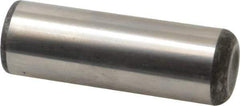 Made in USA - 1" Diam x 3" Pin Length Grade 8 Alloy Steel Standard Dowel Pin - Bright Finish, C 47-58 & C 60 (Surface) Hardness, 117,800 Lb (Single Shear), 235,600 Lb (Double Shear) Breaking Strength, 1 Beveled & 1 Rounded End - Exact Industrial Supply