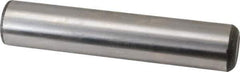 Made in USA - 1" Diam x 5" Pin Length Grade 8 Alloy Steel Standard Dowel Pin - Bright Finish, C 47-58 & C 60 (Surface) Hardness, 117,800 Lb (Single Shear), 235,600 Lb (Double Shear) Breaking Strength, 1 Beveled & 1 Rounded End - Exact Industrial Supply