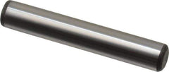 Made in USA - 3/8" Diam x 2-1/4" Pin Length Grade 8 Alloy Steel Standard Dowel Pin - Bright Finish, C 47-58 & C 60 (Surface) Hardness, 16,550 Lb (Single Shear), 33,100 Lb (Double Shear) Breaking Strength, 1 Beveled & 1 Rounded End - Exact Industrial Supply