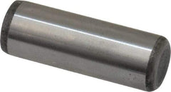 Made in USA - 7/16" Diam x 1-1/4" Pin Length Grade 8 Alloy Steel Standard Dowel Pin - Bright Finish, C 47-58 & C 60 (Surface) Hardness, 22,550 Lb (Single Shear), 45,100 Lb (Double Shear) Breaking Strength, 1 Beveled & 1 Rounded End - Exact Industrial Supply