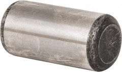 Made in USA - 1/2" Diam x 1" Pin Length Grade 8 Alloy Steel Standard Dowel Pin - Bright Finish, C 47-58 & C 60 (Surface) Hardness, 29,450 Lb (Single Shear), 58,900 Lb (Double Shear) Breaking Strength, 1 Beveled & 1 Rounded End - Exact Industrial Supply