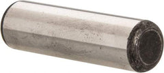 Made in USA - 1/2" Diam x 1-3/4" Pin Length Grade 8 Alloy Steel Standard Dowel Pin - Bright Finish, C 47-58 & C 60 (Surface) Hardness, 29,450 Lb (Single Shear), 58,900 Lb (Double Shear) Breaking Strength, 1 Beveled & 1 Rounded End - Exact Industrial Supply