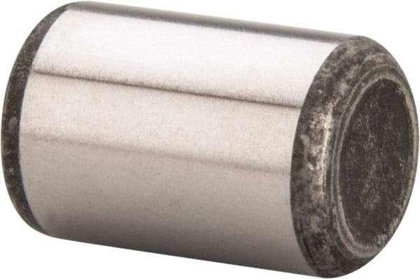 Made in USA - 1/2" Diam x 3/4" Pin Length Grade 8 Alloy Steel Standard Dowel Pin - Bright Finish, C 47-58 & C 60 (Surface) Hardness, 29,450 Lb (Single Shear), 58,900 Lb (Double Shear) Breaking Strength, 1 Beveled & 1 Rounded End - Exact Industrial Supply