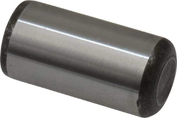 Made in USA - 5/8" Diam x 1-1/4" Pin Length Grade 8 Alloy Steel Standard Dowel Pin - Bright Finish, C 47-58 & C 60 (Surface) Hardness, 46,000 Lb (Single Shear), 92,000 Lb (Double Shear) Breaking Strength, 1 Beveled & 1 Rounded End - Exact Industrial Supply