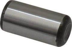 Made in USA - 5/8" Diam x 1-1/4" Pin Length Grade 8 Alloy Steel Standard Dowel Pin - Bright Finish, C 47-58 & C 60 (Surface) Hardness, 46,000 Lb (Single Shear), 92,000 Lb (Double Shear) Breaking Strength, 1 Beveled & 1 Rounded End - Exact Industrial Supply