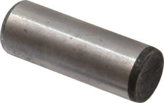 Made in USA - 5/8" Diam x 1-3/4" Pin Length Grade 8 Alloy Steel Standard Dowel Pin - Bright Finish, C 47-58 & C 60 (Surface) Hardness, 46,000 Lb (Single Shear), 92,000 Lb (Double Shear) Breaking Strength, 1 Beveled & 1 Rounded End - Exact Industrial Supply