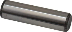 Made in USA - 5/8" Diam x 2-1/4" Pin Length Grade 8 Alloy Steel Standard Dowel Pin - Bright Finish, C 47-58 & C 60 (Surface) Hardness, 46,000 Lb (Single Shear), 92,000 Lb (Double Shear) Breaking Strength, 1 Beveled & 1 Rounded End - Exact Industrial Supply