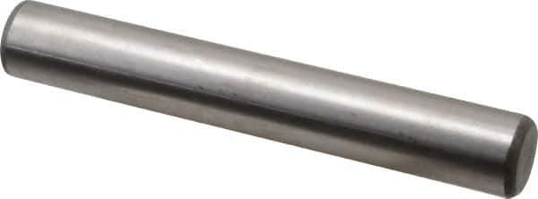 Made in USA - 3/4" Diam x 5" Pin Length Grade 8 Alloy Steel Standard Dowel Pin - Bright Finish, C 47-58 & C 60 (Surface) Hardness, 132,400 Lb (Double Shear), 66,200 Lb (Single Shear) Breaking Strength, 1 Beveled & 1 Rounded End - Exact Industrial Supply