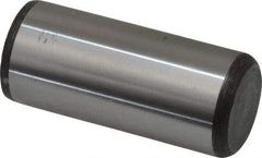 Made in USA - 7/8" Diam x 2" Pin Length Grade 8 Alloy Steel Standard Dowel Pin - Bright Finish, C 47-58 & C 60 (Surface) Hardness, 180,400 Lb (Double Shear), 90,200 Lb (Single Shear) Breaking Strength, 1 Beveled & 1 Rounded End - Exact Industrial Supply