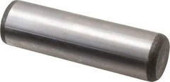 Made in USA - 7/8" Diam x 3" Pin Length Grade 8 Alloy Steel Standard Dowel Pin - Bright Finish, C 47-58 & C 60 (Surface) Hardness, 180,400 Lb (Double Shear), 90,200 Lb (Single Shear) Breaking Strength, 1 Beveled & 1 Rounded End - Exact Industrial Supply