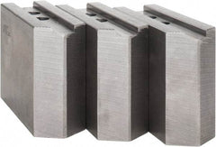Abbott Workholding Products - 12" & Up Chuck Capacity, 1.5mm x 60° Serrated Attachment, Square Soft Lathe Chuck Jaw - 3 Jaws, Steel, 1.1811" Btw Mount Hole Ctrs, 5-1/2" Long x 2" Wide x 4" High, 0.8268" Groove, 0.6299" & 16mm Fastener - Exact Industrial Supply