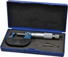 Value Collection - 1 Inch Measurement Range, 0.0001 Inch Graduation, Spherical Anvil, Ratchet Stop Thimble, Mechanical Anvil, Tube Micrometer - Accurate Up to 0.0001 Inch, Accurate Up to 0.0001 Inch, Enamel Finish, Carbide - Exact Industrial Supply