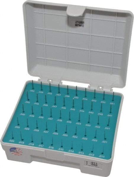Meyer Gage - 50 Piece, 0.011-0.06 Inch Diameter Plug and Pin Gage Set - Plus 0.0001 Inch Tolerance, Class Z - Exact Industrial Supply