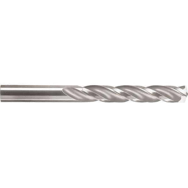 SGS - 10.4mm 150° Spiral Flute Solid Carbide Screw Machine Drill Bit - Bright Finish, Right Hand Cut, 43mm Flute Length, 89mm OAL, Standard Point, Straight Shank - Exact Industrial Supply