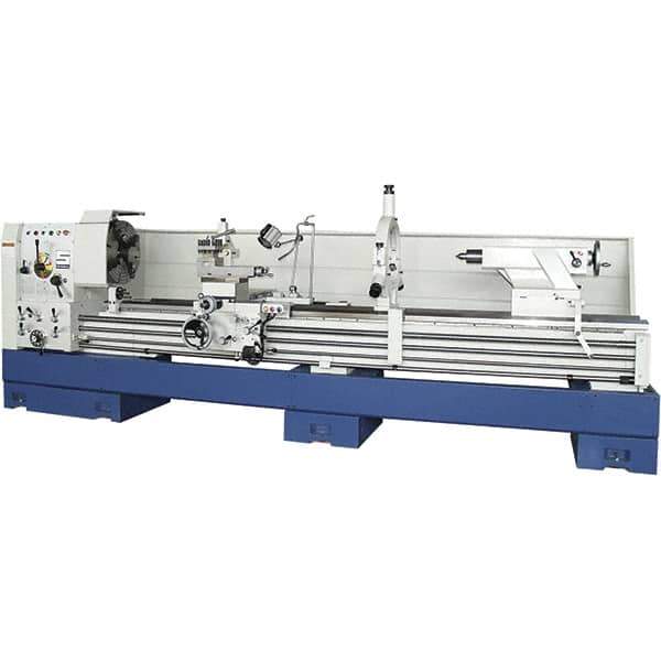 Summit - 30" Swing, 80" Between Centers, 120 Volt, Triple Phase Toolroom Lathe - 5MT Taper, 15 hp, 11 to 700 RPM, 9-1/8" Bore Diam, 58" Deep x 66" High x 164" Long - Exact Industrial Supply