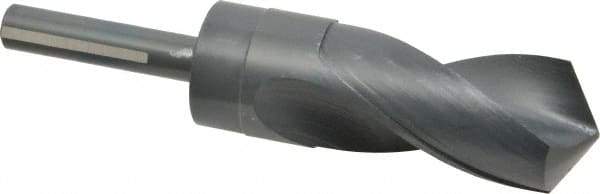 Chicago-Latrobe - 1-3/8" Drill, 118° Point, High Speed Steel Silver Deming & Reduced Shank Drill Bit - Oxide Finish, 6" OAL, Flats on Shank, 3-1/8" Flute Length, Right Hand Cut, Standard Point, Spiral Flute, Regular Spiral - Exact Industrial Supply