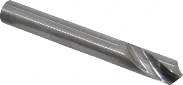 120° 3/8″ Diam 3″ OAL 2-Flute Solid Carbide Spotting Drill Bright/Uncoated, 1″ Flute Length, 3/8″ Shank Diam, RH Cut