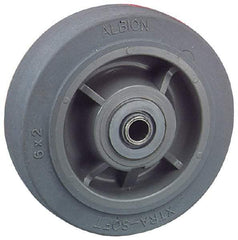 Albion - 6 Inch Diameter x 2 Inch Wide, Solid Rubber Caster Wheel - 600 Lb. Capacity, 2-3/16 Inch Hub Length, 1/2 Inch Axle Diameter, Roller Bearing - Exact Industrial Supply