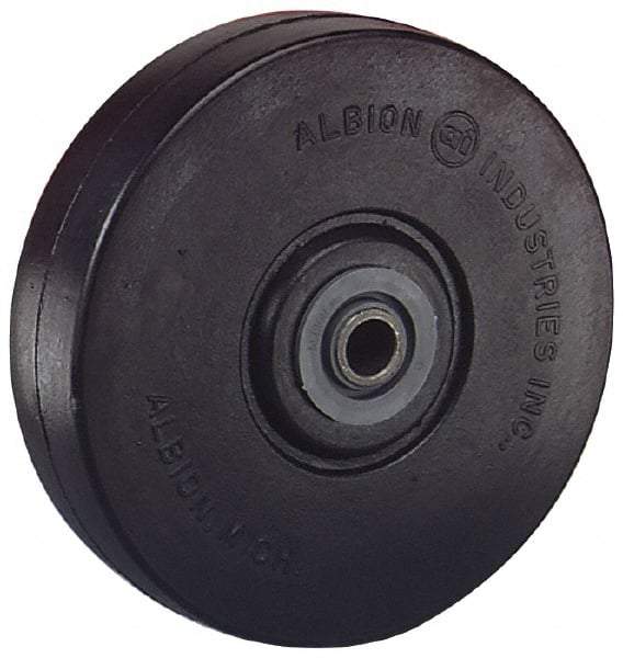 Albion - 3 Inch Diameter x 1-1/4 Inch Wide, Solid Rubber Caster Wheel - 125 Lb. Capacity, 1-15/32 Inch Hub Length, 3/8 Inch Axle Diameter, Sleeve Bearing - Exact Industrial Supply