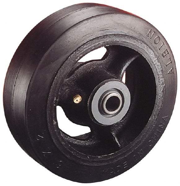 Albion - 4 Inch Diameter x 2 Inch Wide, Solid Rubber Caster Wheel - 350 Lb. Capacity, 2-3/16 Inch Hub Length, 1/2 Inch Axle Diameter, Roller Bearing - Exact Industrial Supply