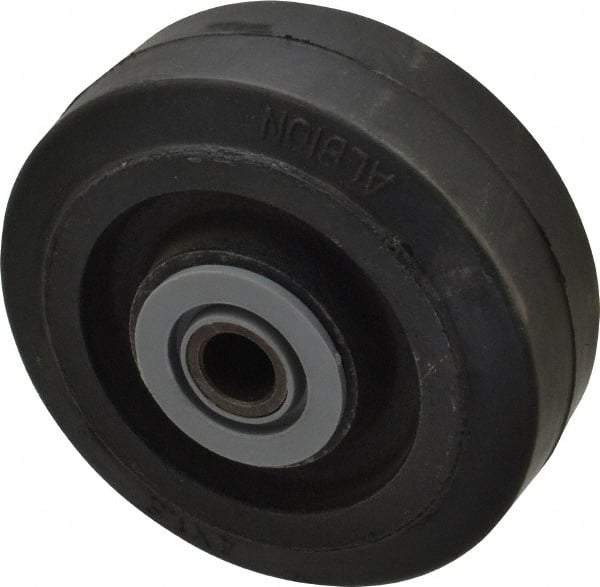 Albion - 4 Inch Diameter x 1-1/2 Inch Wide, Solid Rubber Caster Wheel - 250 Lb. Capacity, 1-5/8 Inch Hub Length, 1/2 Inch Axle Diameter, Roller Bearing - Exact Industrial Supply